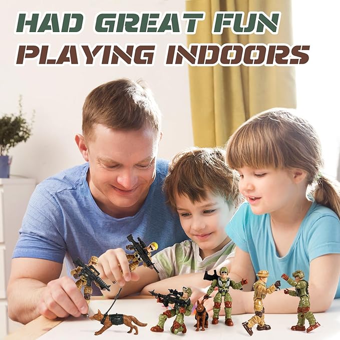 HAPTIME Army Men Action Figures with Weapons, Toy Soldiers for Boys, Plastic Army Toys for Boys 6-8, Birthday Gift for Military Collectors (6Pcs Green + 6Pcs Yellow)