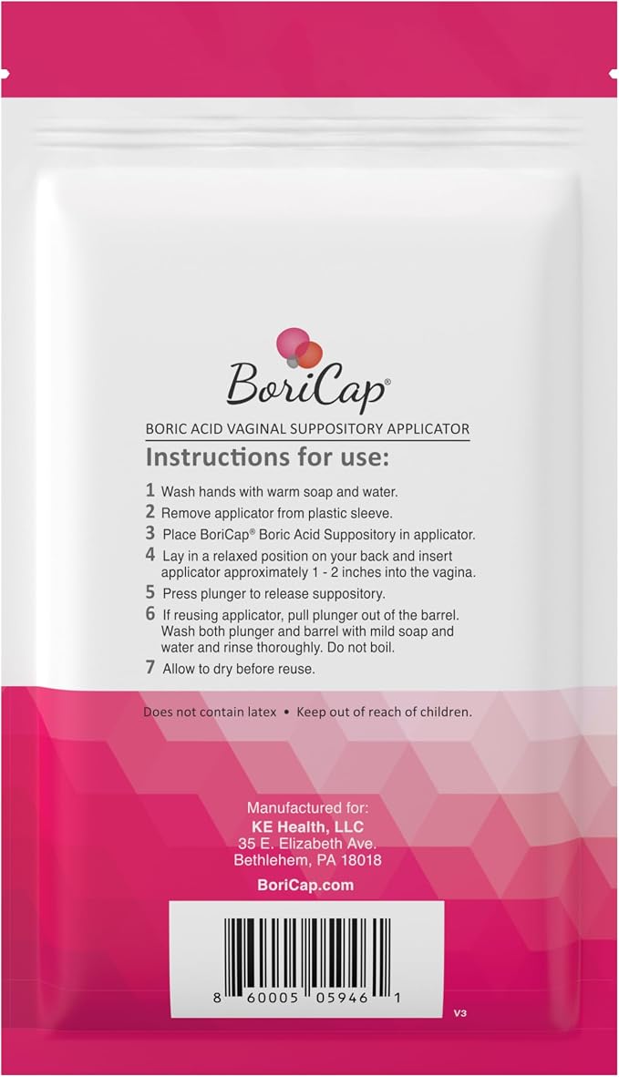 BoriCap Heale 600mg Boric Acid Suppositories | for Vaginal Odor | 30 Count & Plus 7 Applicators | Made in the USA