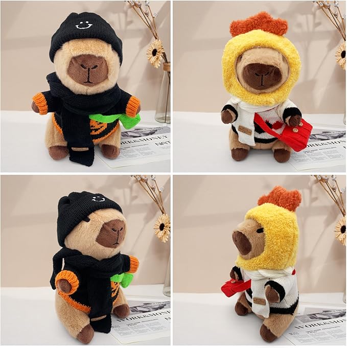 Capybara Plush Toy, Cute Stuffed Animals Kawaii Capibara Plush Pillow Christmas Birthday Easter Valentine's Day Gift for Kids Boys Girls (11 PCS Halloween)