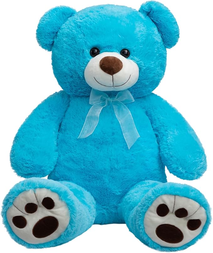 HollyHOME 3 ft Teddy Bear Stuffed Animal Big Teddy Bear Soft Plush Toy for Girlfriend Kids 36 inches Lake Blue