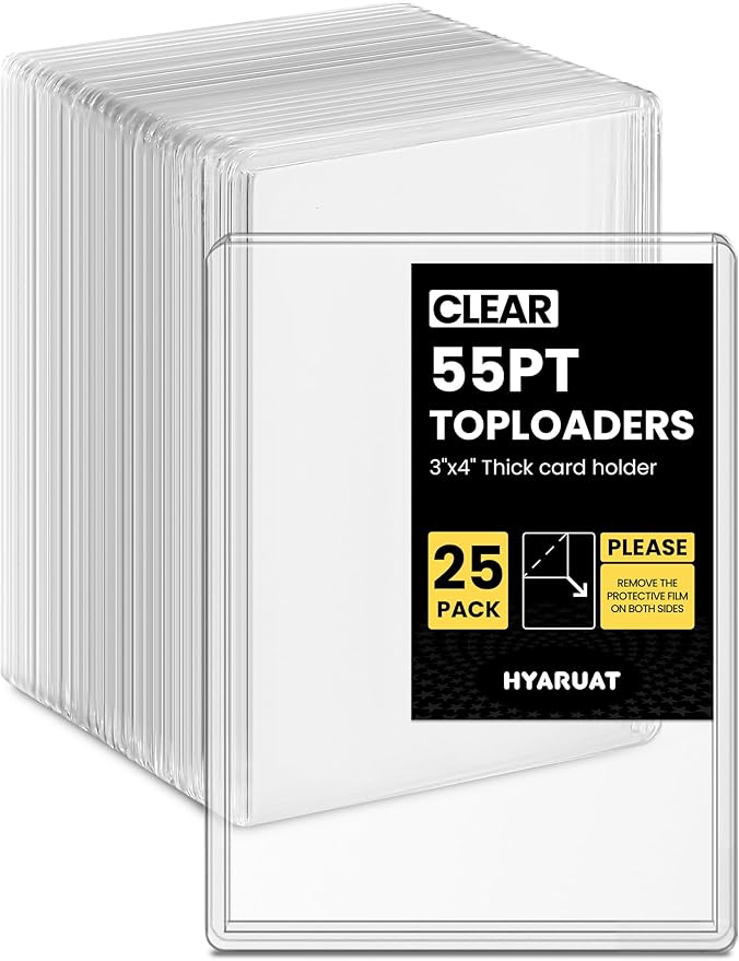 55pt Top Loaders for Cards, 3x4 Thick Holder with Protective Film, Toploader Card Protectors Hard Plastic, 25-Count