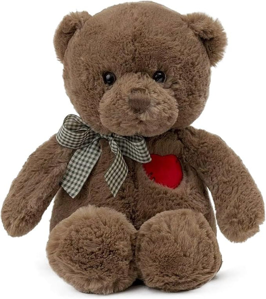 Teddy Bear Plush with Heart Cute Brown Teddy Bear Stuffed Animal Bear Plushie Christmas Birthday Gifts for Girlfriend Boyfriend Kids 13.8"