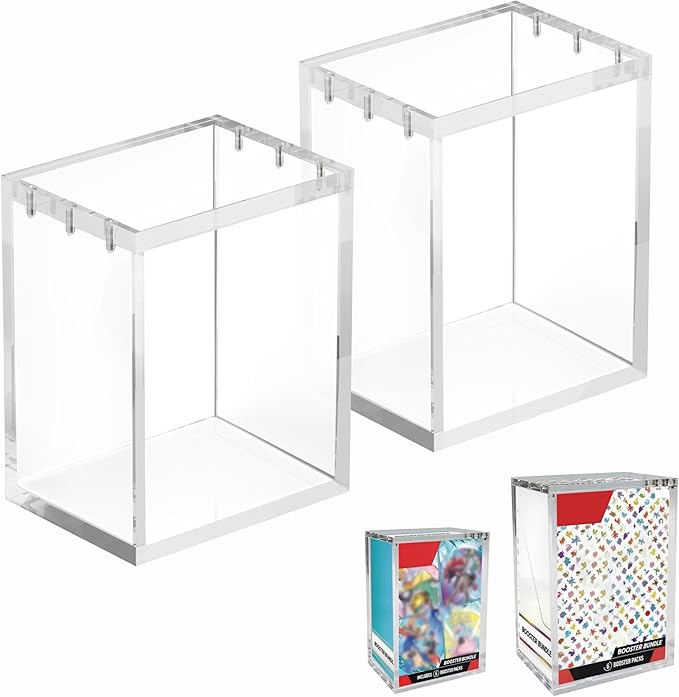 2 Packs Acrylic Magnetic Case for Booster Bundle/BUILD & BATTLE With Magnetic Lid Clear Display Box For Booster Bundle(NOT Compatible NEW Booster Bundle) Protector Acrylic Storage Container