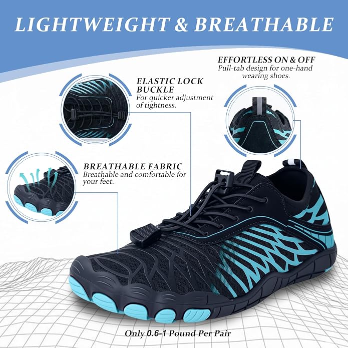 Barefoot Shoes for Women & Men, Grounded Walking Hiking Barefoot Shoes, Wide Toe Box Non-Slip Water Athletic Footwear, Comfortable Vitality Barefoot Footwear, Trail Running Sneakers Unisex
