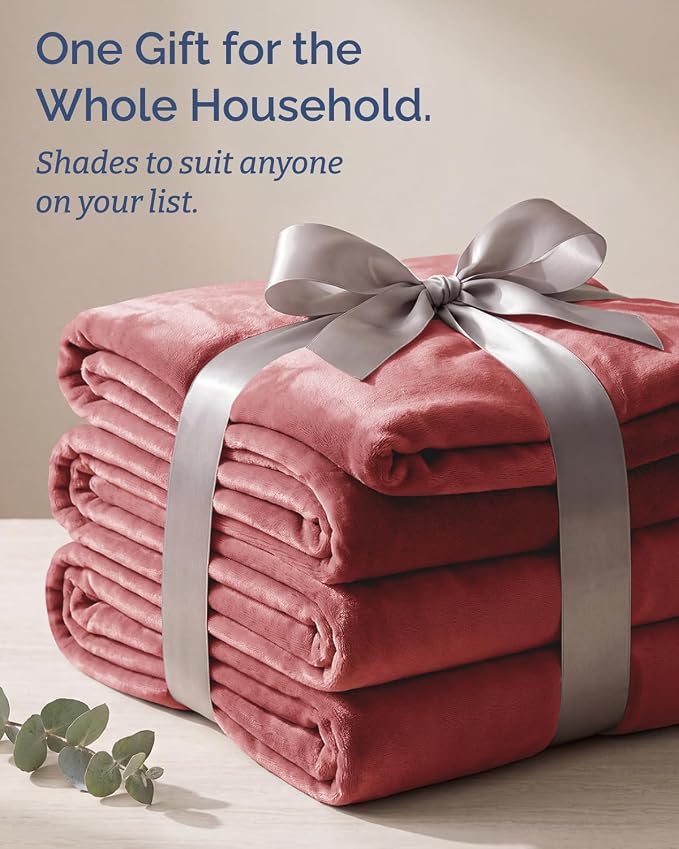 Ultra Soft Fleece Blanket Oversized King Size - Flannel Fleece Luxury Blanket - Lightweight for Couch Bed Chair - Thick, Warm and Breathable - All Season Cozy, Dusty Rose