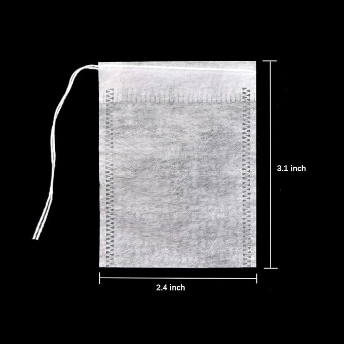 100 Pcs Disposable Tea Bags for Loose Leaf Tea, Biodegradable Tea Filter Bags with Drawstring, Corn Fiber Empty Tea Bags for Loose Leaf Tea (3.54 x 2.75 inch)
