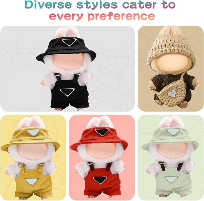 17cm Clothes Set (NO Doll): Hat & Overalls Set for 17cm Accessories Suit - Stylish Adorable Dolls Clothes Accessories - Cute Clothes for Dress up Unique Style (ZL-C001)