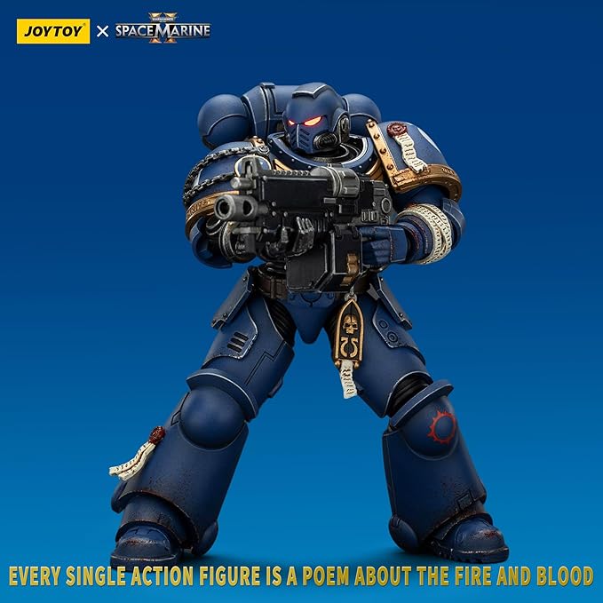 JOYTOY Warhammer 40k Action Figure 1：18 Scale 5.0inch Space Marines Ultramarines Brother Chairon-Collectors Edition Anime Figures for Collectible and Displayable Model