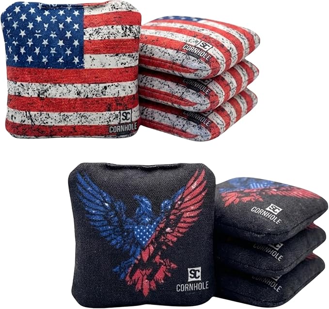 Professional Dual Sided Cornhole Bags- 16 oz 6x6 w/Premium Resin Fill - Official Tournament Slide/Stick Pro Bean Bags - Regulation/Approved