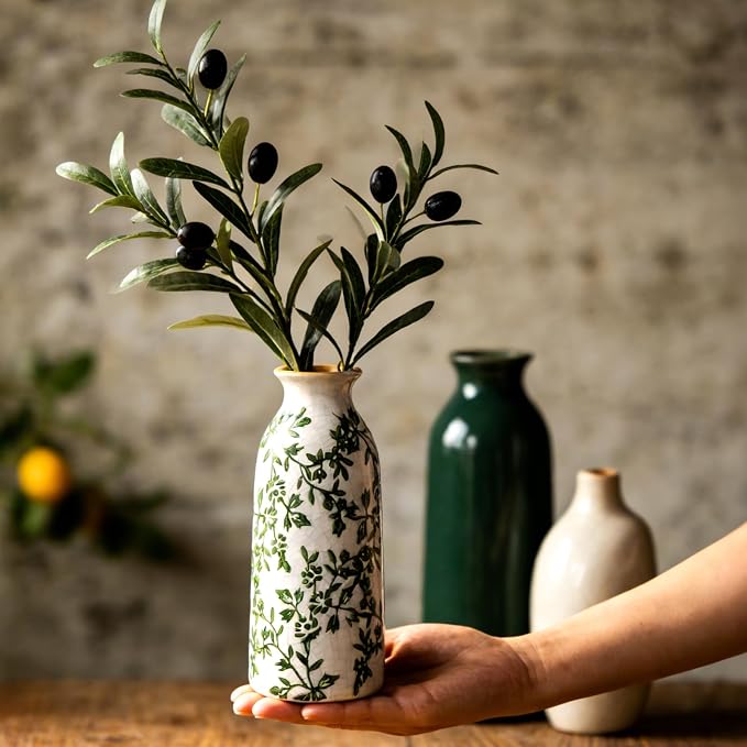 Ceramic Vase Set of 6，Flower Vases，Small Vases for Pampas Grass | Vintage Vase for Centerpieces,Home Decor,Kitchen Decor,Ceramic Vases for Chinoiserie,Shelf Decor, Table, Living Room Bedroom