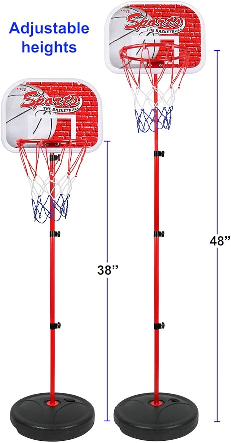 Basketball Hoop for Kids Toy Set with 3 Balls | Adjustable Height Stand 2-4 ft | Indoor & Outdoor Play for Toddler Boy & Girl