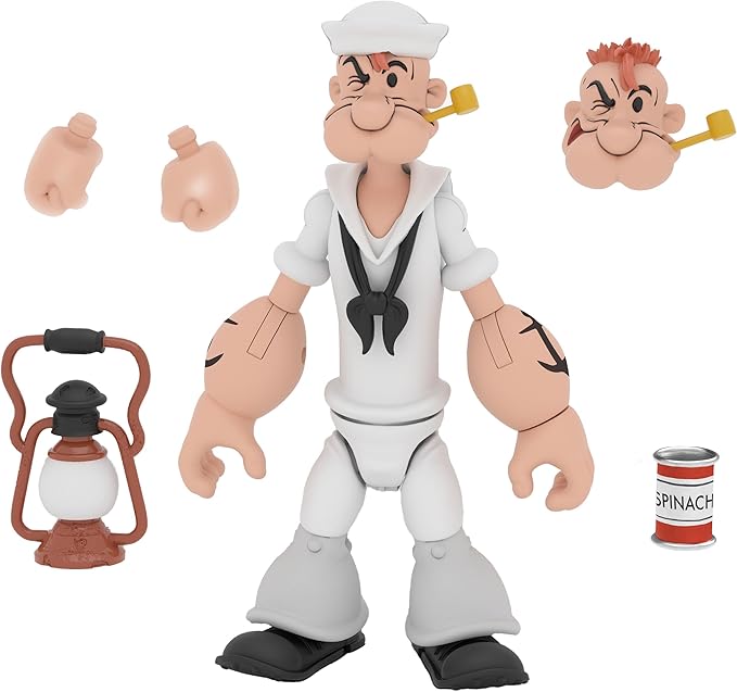 Boss Fight Studio Popeye Classics Set of 4 Action Figures - White & Black Sailor Suit, White & Black First Appearance - Highly Articulated Collectible Figurines, Accessories, & Alternate Parts - 1:12