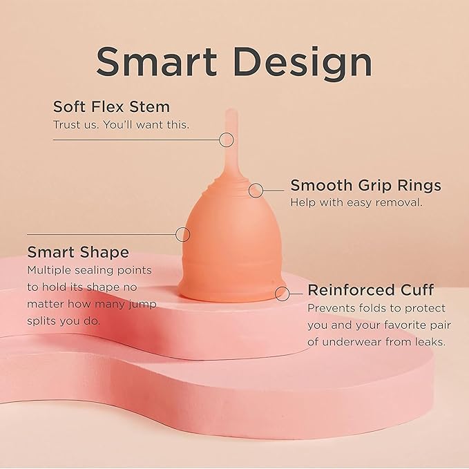 Saalt Soft Menstrual Cup – Reusable Period Cup – Made for Comfortable, Leak-Free Protection Up to 12 Hours – BPA & Latex Free – Includes Cup & Carry Bag (Regular, Desert Blush)