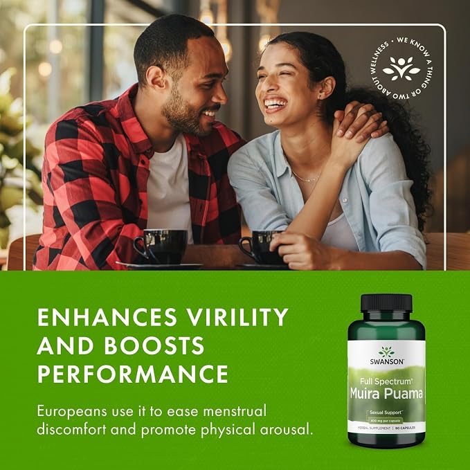 Swanson Muira Puama Root Sexual Health Virility Libido Boost Support Men's Women's Supplement 400 mg 90 Capsules (3 Pack)