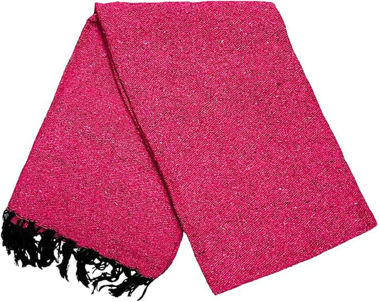 Open Road Goods Solid Color Mexican Yoga Blanket – Large Handwoven Throw for Yoga, Beach, Camping or Home – Soft and Durable Cotton Blend