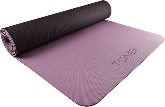 TONE Fitness Yoga Mat 1/4" Thick Non Slip Exercise & Pilates Mat for Home Workouts with Carrying Strap | Multiple Options