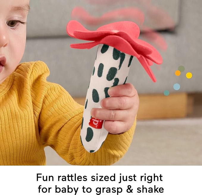 Fisher-Price Baby Toys Planet Friends Shake ‘n Rattle Busy Bee Sensory Plush 2-Piece Set for Newborns Ages 3+ Months
