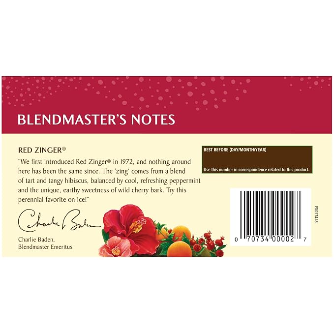 Celestial Seasonings Hibiscus & Red Zinger Herbal Tea, Caffeine Free, 20 Tea Bags (Pack of 2)