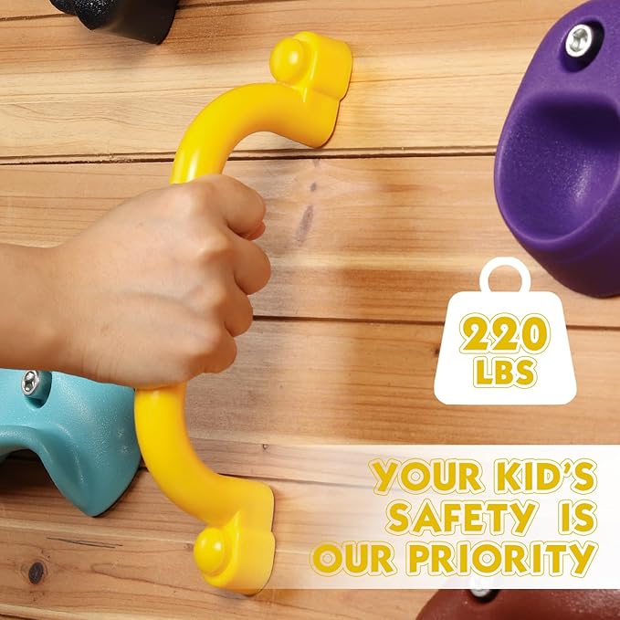 TOPNEW 4Pcs Kids Playground Safety Handles -Swing Set & Climbing Frame Hand Grips, Multi-Color Plastic Grab Bars for Outdoor Playhouse, Jungle Gym, Climbing Frame (Yellow)