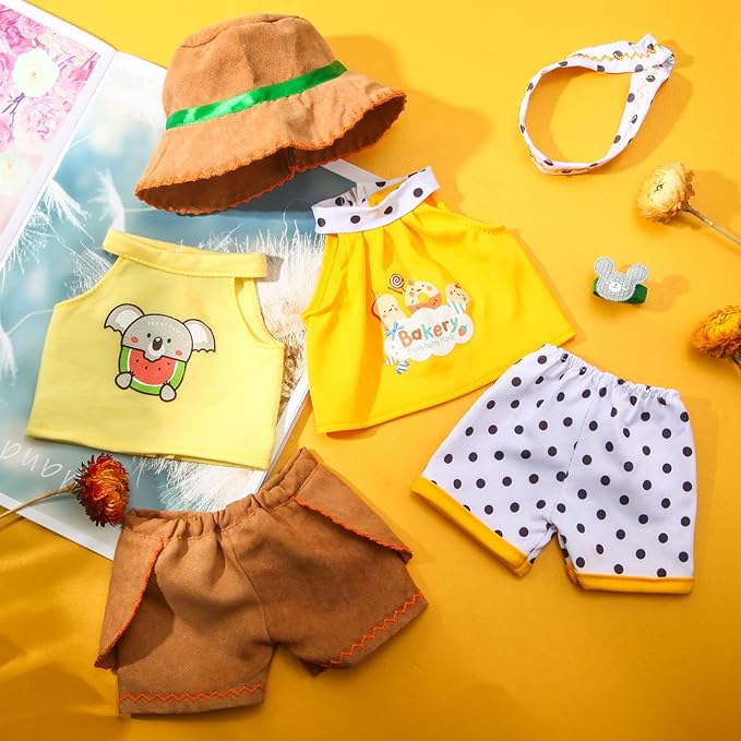 Set of 2 Cute Shirt Or Skirt Teddy Bear Clothes Outfit Fits Most 14" - 18" Bear Plush Stuffed Animal Outfit Build a Bear Doll Clothes and Make Your Own Stuffed Animals( Sleeveless A, Fit 14"-18")