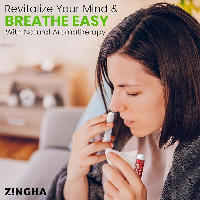 Z!NGHA Natural Aromatherapy Nasal Stick Boost Focus & Enhance Breathing | Portable Sinus Relief & Relaxation Nasal Inhaler Stick | Essential Oil Blend for Stress and Congestion (Bliss)