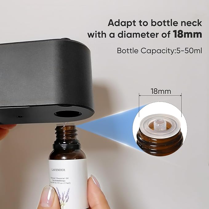 Levoair Waterless Essential Oil Diffuser, Mini Scent Air Machine, Aromatherapy Atomizing Diffuser, 3 Mist Modes, Cycle Start for Bedroom, Home, Office 160-700 sq. ft Scent Black