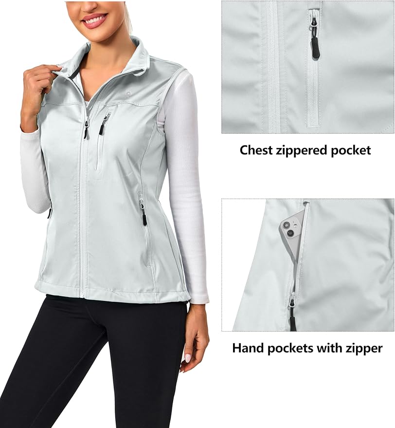 Little Donkey Andy Women's Lightweight Vest Windproof Sleeveless Jacket | Cycling Windproof Vest, Water-Repellent Stretch Shell, Lightweight Tennis Running Outerwear, Golf Hiking Workout Sleeveless