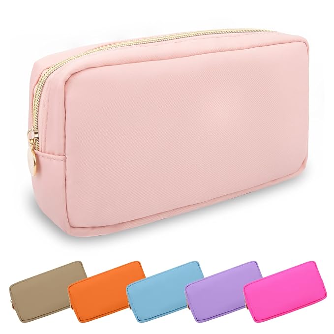 UIXIZQ Small Makeup Bag Pouch for PurseNylon Travel Toiletry Storage Bag Cute Preppy Cosmetic Bag for Women Girls,Waterproof Makeup Organizer Bag Pouch Skincare Bag Purse with Zipper (Small-Flamingo)