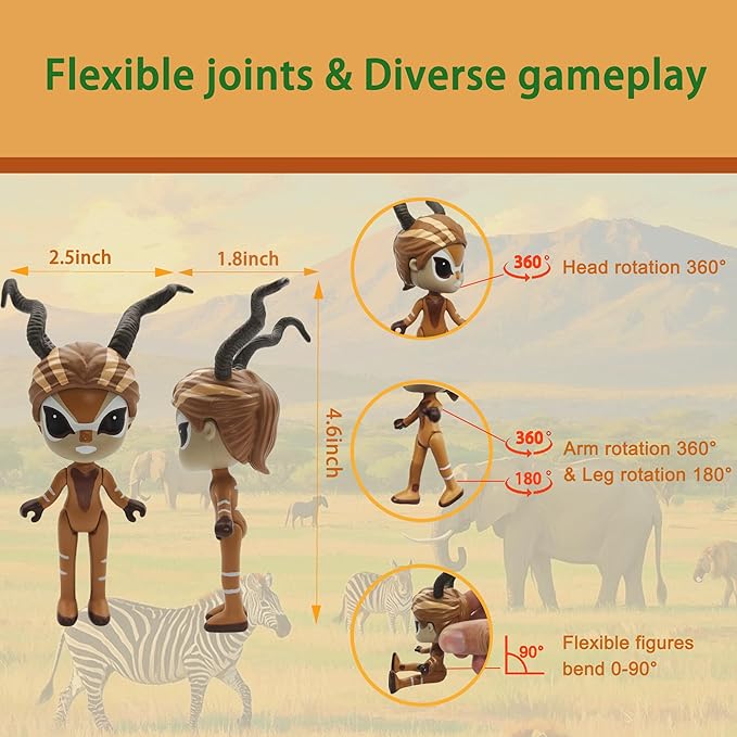 PLENTY MORE Forest Animal Theme Series Action Figure - 3.5 inches / 8cm Collectible Action Figure, Creative Forest Animal Toy, Educational & Fun Play for Ages 3+, Safe & Non-Toxic (Andy Forest)