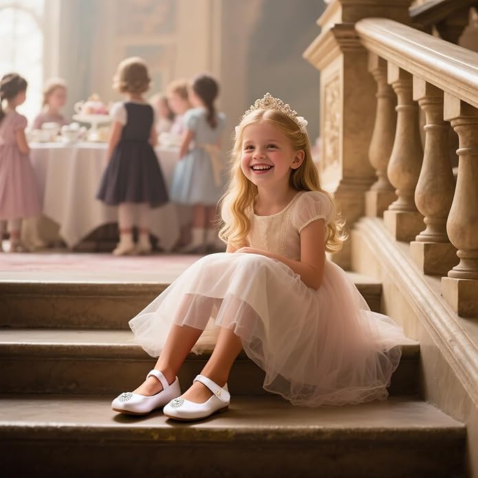 THEE BRON Mary Jane Ballet Flats - Girls' Dress Shoes with Hook & Loop Closure