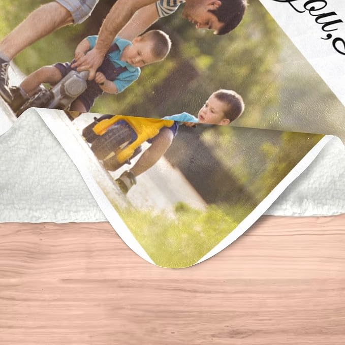 inkArts Personalized Blanket, Custom Blanket with Photo, Customized Picture Blankets, Custom Photo Blankets, Personalized Fathers Day Blanket Gifts for Dad Baby Kid Family