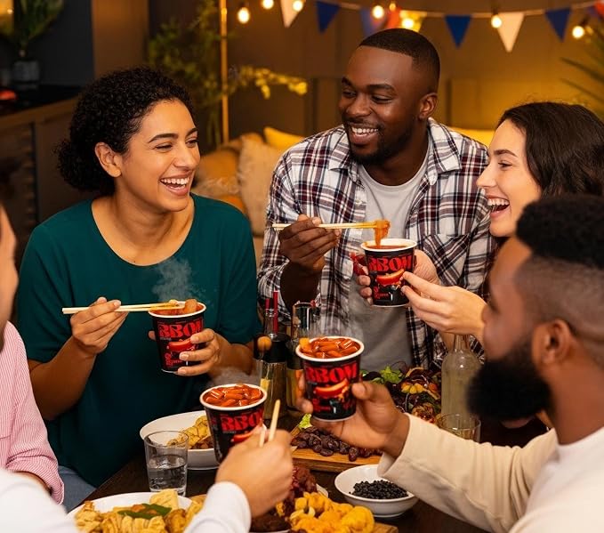 BBOM Cup Tteokbokki, Korean Rice Cake, Ready-to-Eat Microwave Meal, Chewy & Soft Texture, Easy K-Food Snack – Spicy/SpicyRose/Extreme Hot_1 Cup (Extreme Hot)