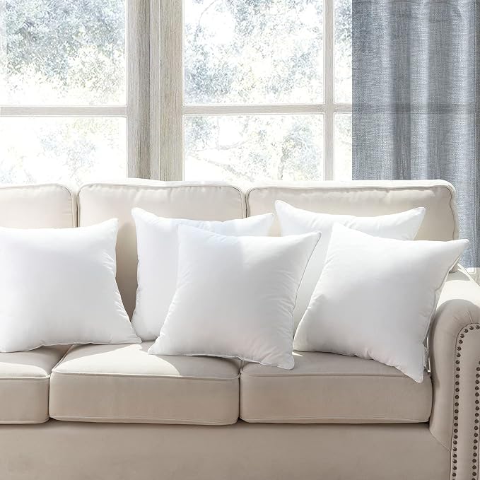 Phantoscope Throw Pillow Insert with 100% Cotton Cover, 20x20 Inch, 2 Pack | Soft Supportive Throw Pillows for Couch Bed, Hypoallergenic Breathable Pillows Inerts, Square Decorative Cushion Sham Stuffer