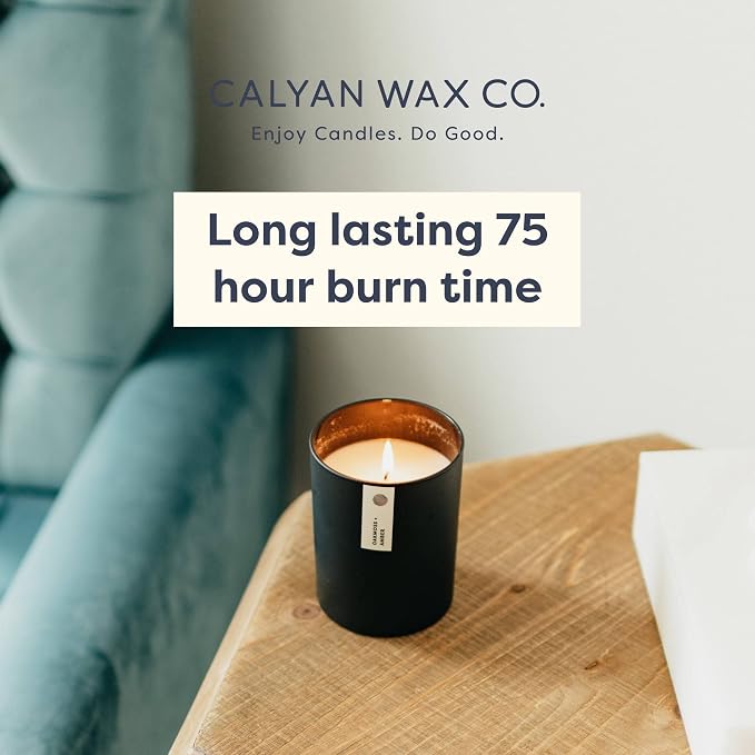 Calyan Wax Co. Seaside & Citrus Scented Candle - 75 Hour Burn - Luxury Clean Soy Wax Candles - Long Lasting Black Tumbler Jar Candle for Home - 10.2oz