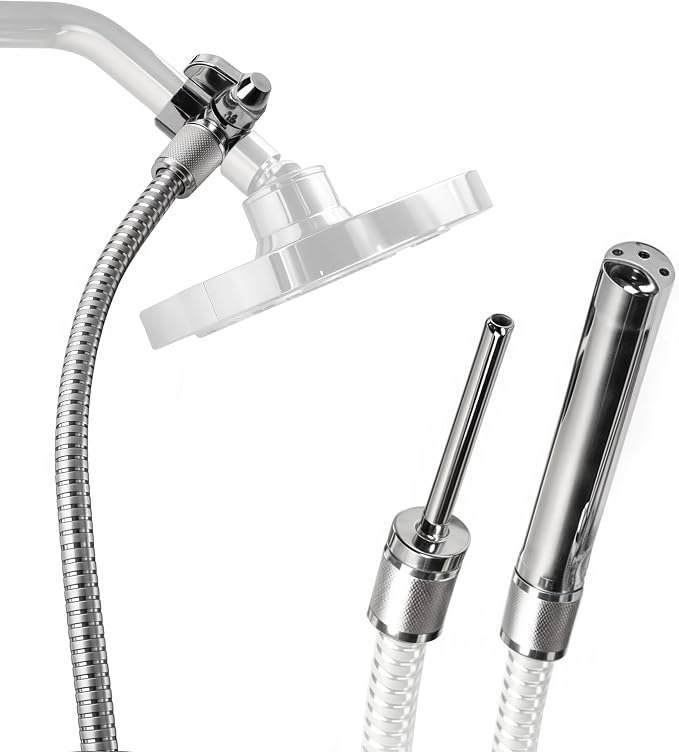 Cleanstream Shower Enema System with 6Foot Metal Hose, Dual Nozzle Set