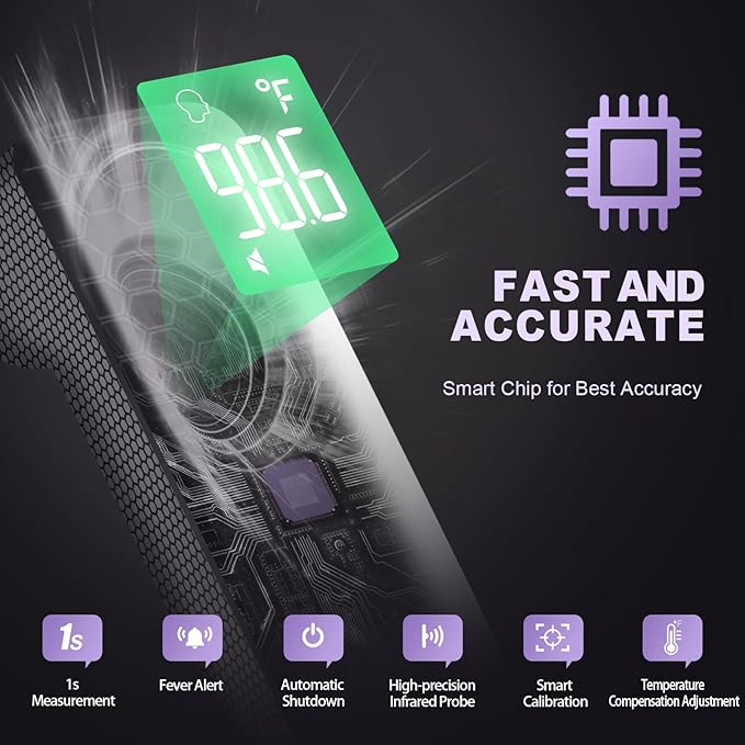 GoodBaby No-Touch Thermometer for Adults and Kids, Digital Health Thermometer with Fever Alarm, 1 Second Result, Accurate & Easy to use, Purple