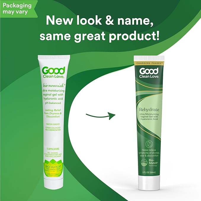 Good Clean Love Rehydrate Ultra Moisturizing Vaginal Gel, 2 Oz (1-Pack) | Water-Based, Ultra-Moisturizing Vaginal Gel With Hyaluronic Acid. Long-Lasting Relief From Dryness & Discomfort. Ph-Balanced