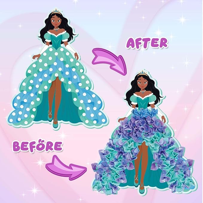 QLKYTALA Poke Poke Art Kits for Girls - Arts and Crafts for Kids 4-8 - 4 5 6 7 8 Year Old Girl Birthday Gifts - Princess Dress-Up DIY Creative Activity Toys