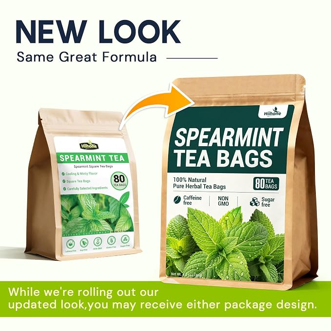 Spearmint Leaf Herbal Tea - Caffeine Free, 80 Teabags