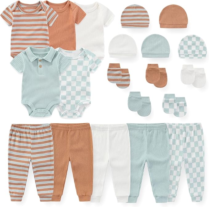 JELYLOVE Unisex Baby Boy Girl Bodysuits Sets 20 Pack Cotton Casual New Born Clothes Comfort Infant Outfit Essentials