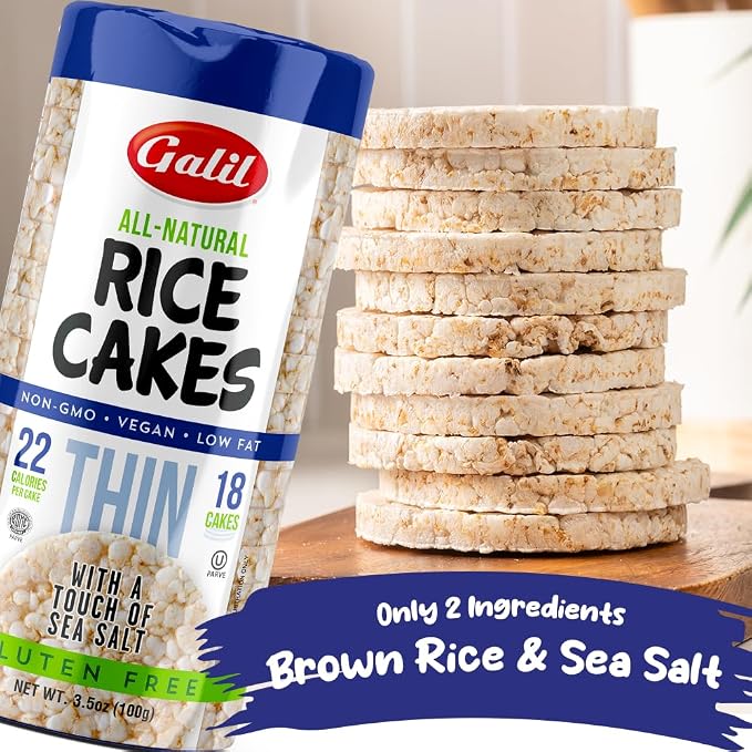Galil Natural Rice Cakes Lightly Salted – All Natural, Gluten-Free, Vegan, Low-Fat, Non-GMO Snack – Crunchy, Delicious & Thin Rice Cake Snacks – Kosher & Wheat-Free – 3.5 oz