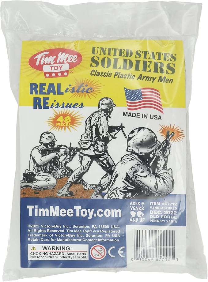 TimMee Plastic Army Men - White 48pc Toy Soldier Figures - Made in USA