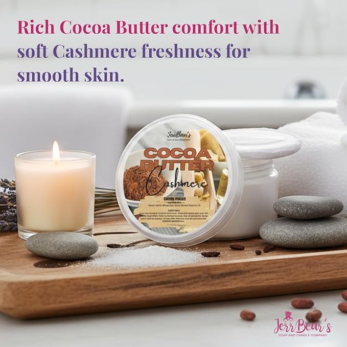 Cocoa Butter Cashmere Dusting Powder for Women, 4oz Jar | Talc Free Body Formula, Soft Scented Skin Care, Gentle Powder for Daily Freshness, Includes Puff Application