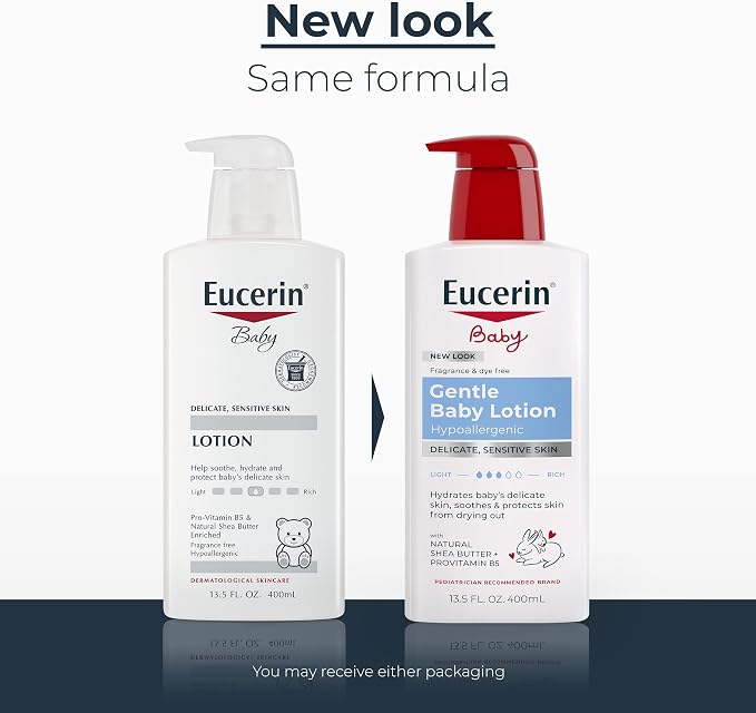 Eucerin Baby Body Lotion, Hypoallergenic and Fragrance Free Baby Lotion with Pro-Vitamin B5 and Shea Butter, 13.5 Fl Oz Bottle