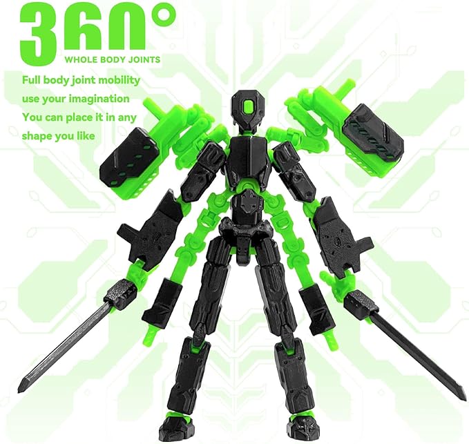 (Assembly Completed) 8 inch T13 Action Figure Set,Robot 13 Action Figure Multi-Articular Mobile Nova T-13,Desktop Decorations for Game Lovers Toys (Black)