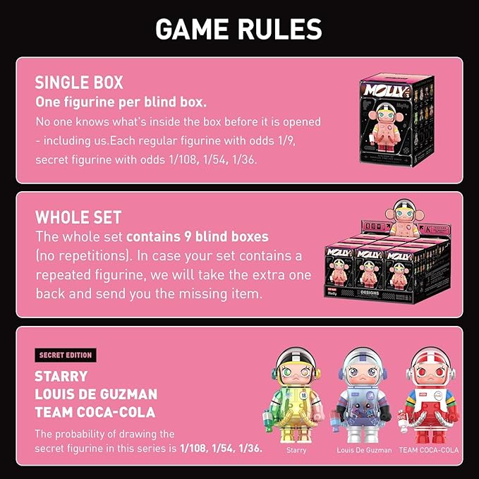POP MART MEGA Space Molly 100% Series 3, Molly Blind Box Figures, Random Design Action Figures Collectible Toys Home Decorations, Holiday Birthday Gifts for Boys and Girls, Whole Set