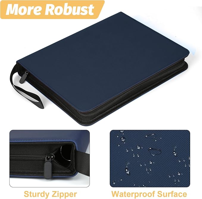 GERMUN 9 Pocket Card Binder, Premium Zip Trading Card Binder, 720 Double Sided Pocket PU Card Collection Binder, Collector Card Album, Card Folder for MTG, TCG, Sports Cards, Game Cards (DARK BLUE)