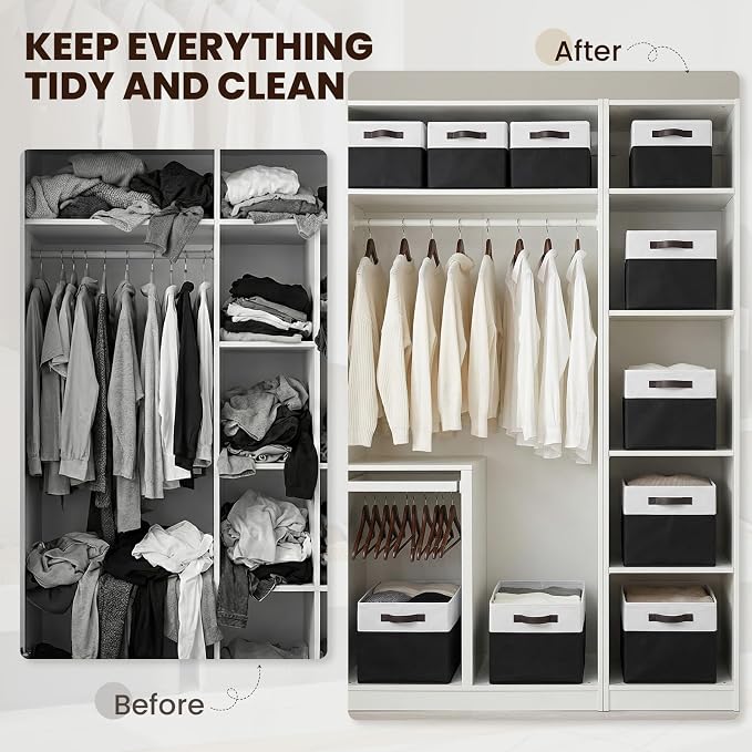 6 Pack Closet Organizers and Storage Bins, Cute Dorm Room Essentials for Clothes Beddings Bags, Under Bed Storage Containers, Apartment Essentials Baskets for Organizing (14L*10W*9.5H)