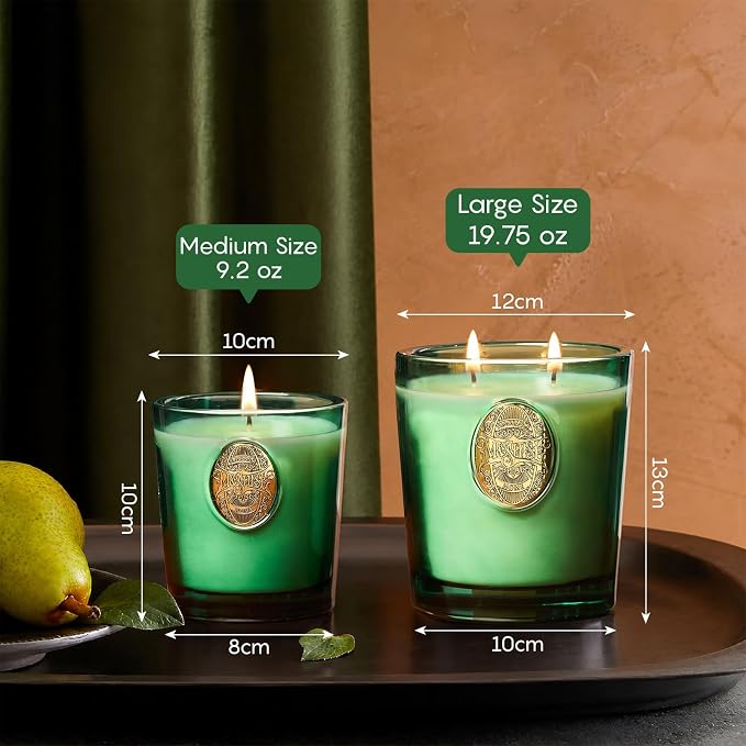 M&SENSE Natural Soy Candle | Eucalyptus Cedarwood& Emerald Green | 9.2 oz, 50H Burn Time | Luxury Scented Candle for Relaxation, Gifting, Home Décor | Ideal for Bedroom, Office, Party Ambiance