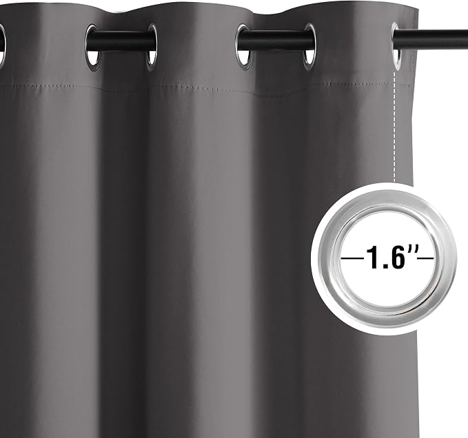 NICETOWN Blackout Curtains Grommet 2 Panels Grey Drapes 95Inches Long